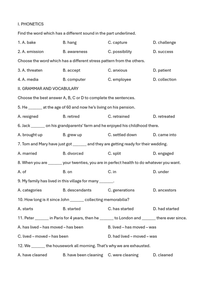Phonetics and Grammar Practice Exercises | PDF