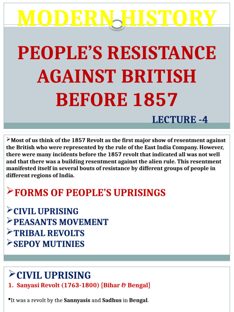 4 British Resistance Before 1857 | PDF | British Raj