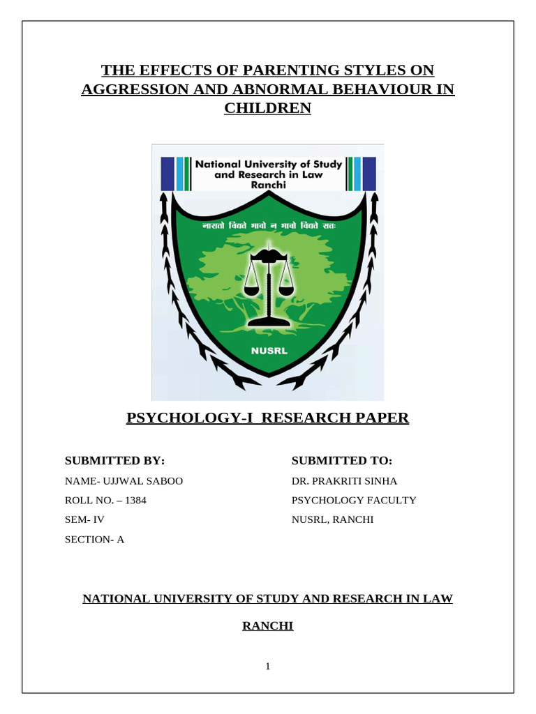 Parenting Styles and Child Aggression Effects | PDF | Parenting ...
