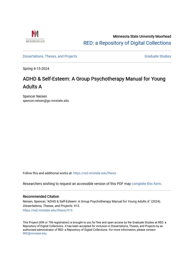 ADHD & Self-Esteem_ A Group Psychotherapy Manual for Young Adults | PDF ...