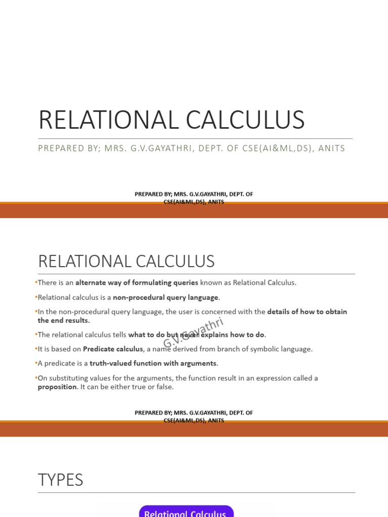 Understanding Relational Calculus Concepts | PDF | Relational Model ...