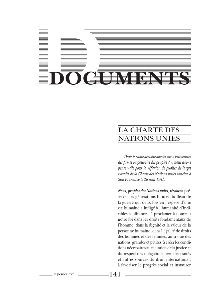 Extraits de la Charte des Nations Unies | PDF | Conseil de sécurité des ...