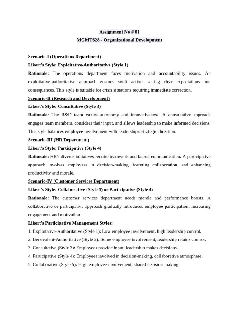 Organizational Development Styles | PDF