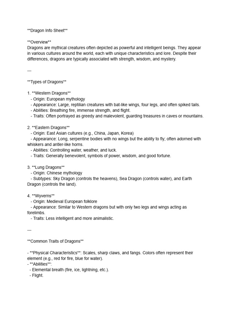 Dragon Types and Symbolism Guide | PDF | Dragon | Mythology
