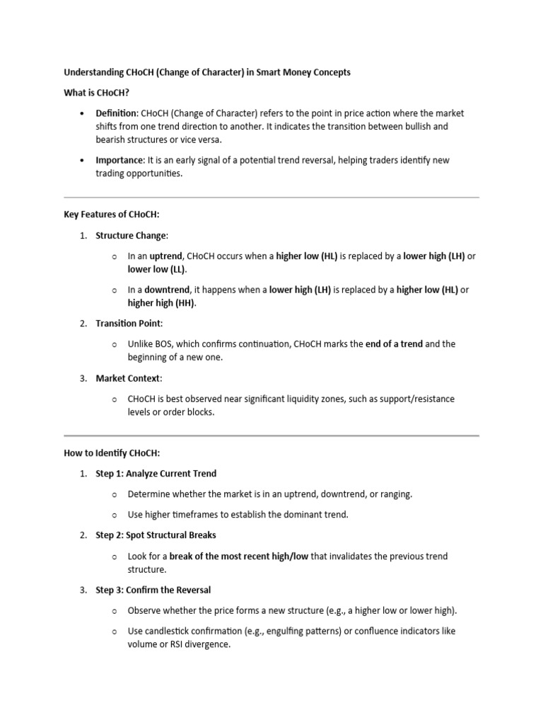 Understanding CHoCH in Trading | PDF | Market Trend | Investing