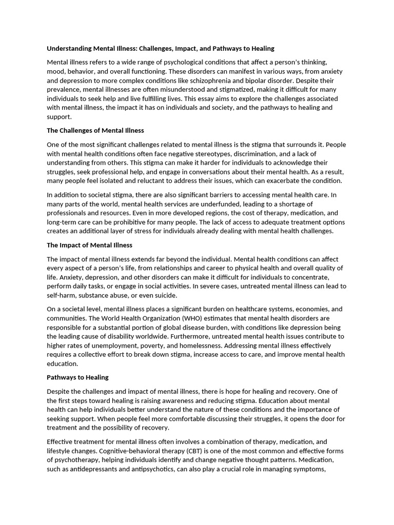 Understanding Mental Illness | PDF | Mental Disorder | Mental Health