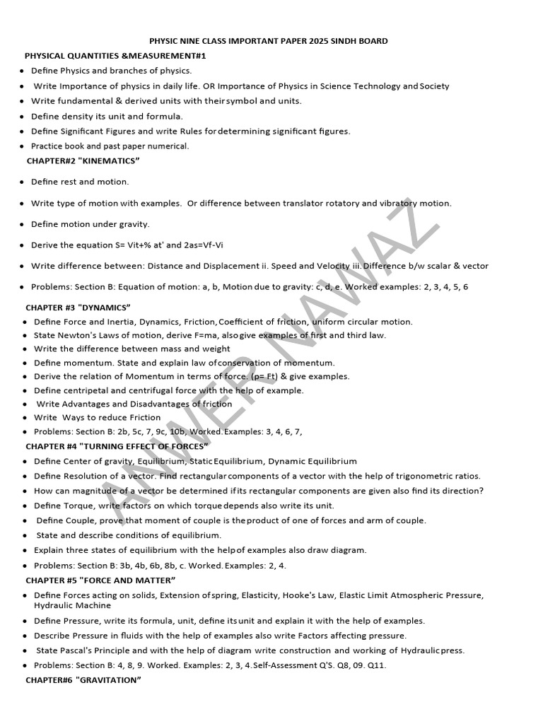 CLASS 9 Physics 1 | PDF | Force | Classical Mechanics