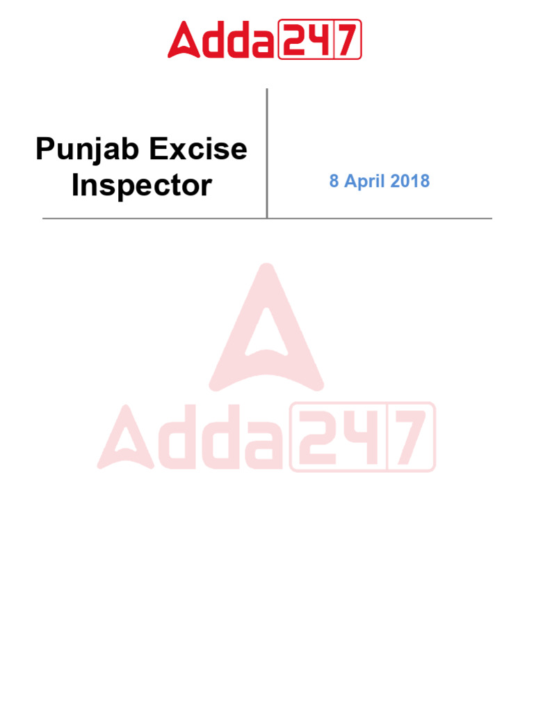 Punjab Excise Inspector 8 April 2018 English 1 | PDF