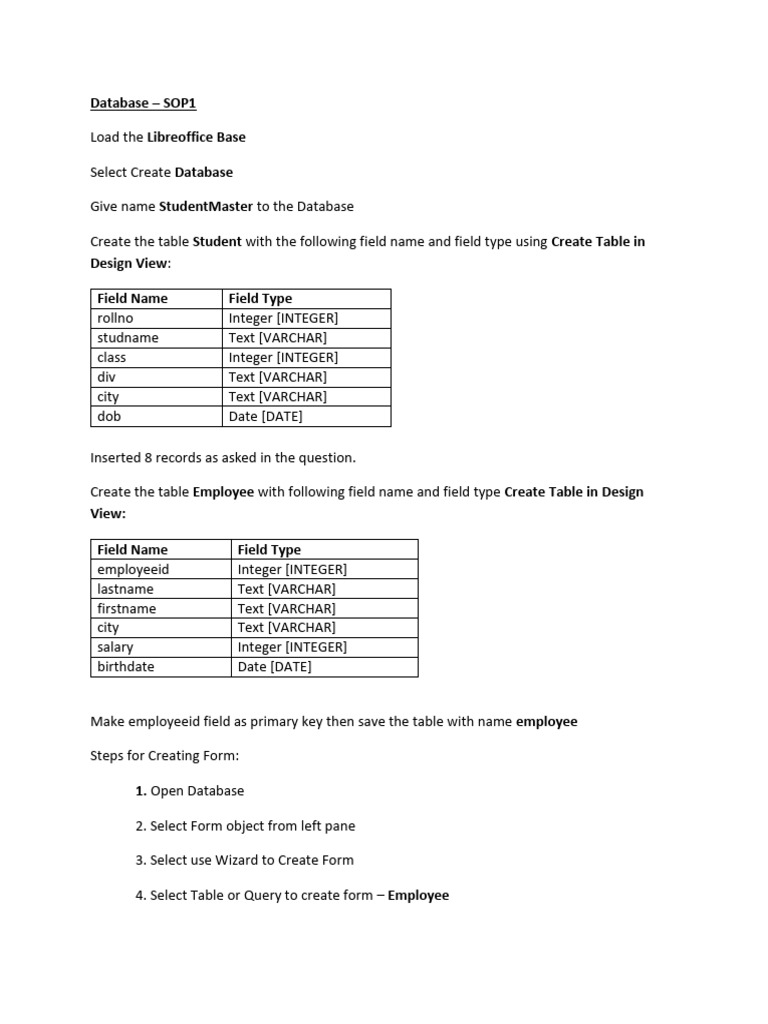 Database Creation and Management SOP | PDF | Databases | Table (Database)