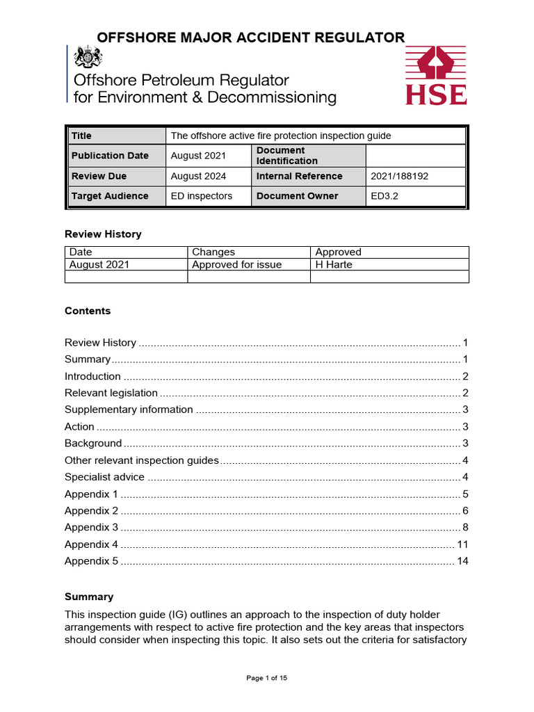 Offshore Active Fire Inspection Guide | PDF | Risk | Pump