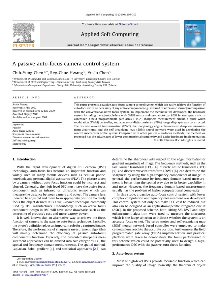 Passive Auto-Focus Camera System | PDF | Autofocus | Fast Fourier Transform