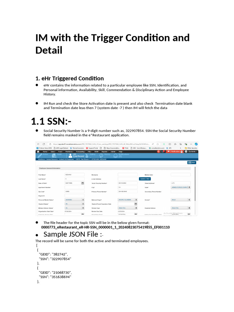 eHr Employee Data Trigger Conditions | PDF | Social Security Number