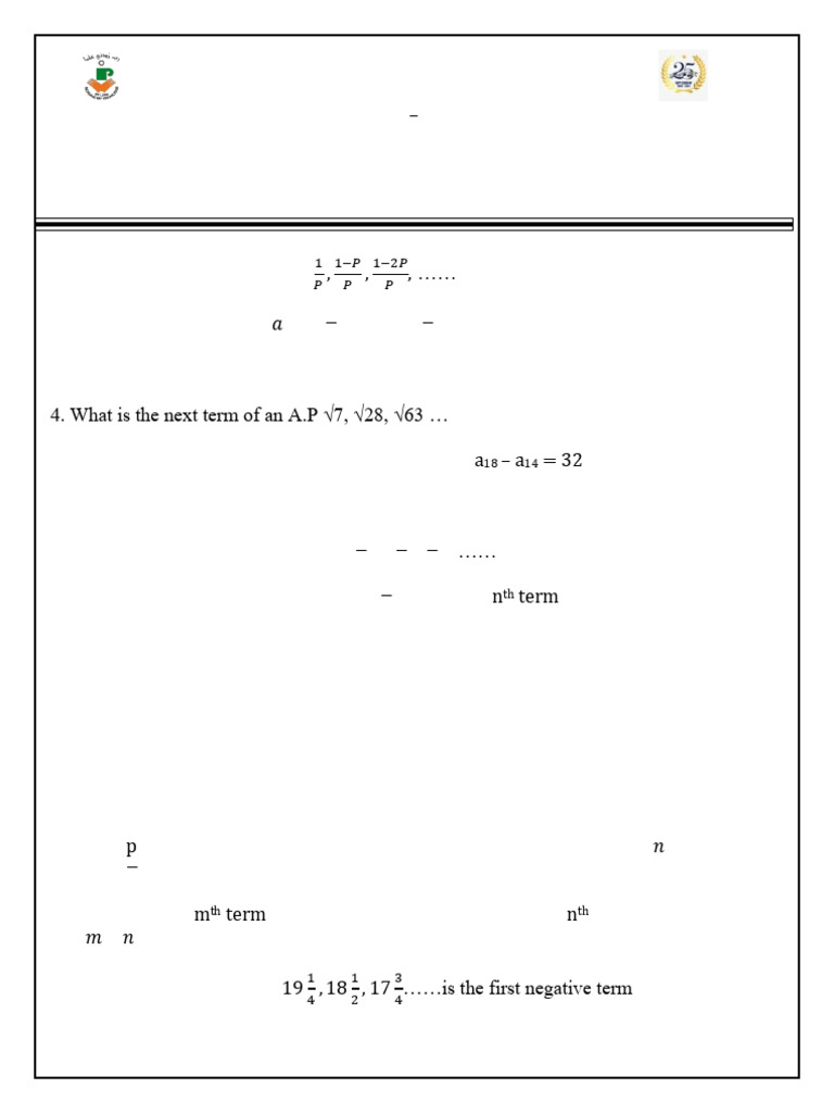 Arithmetic Progression Concepts and Problems | PDF