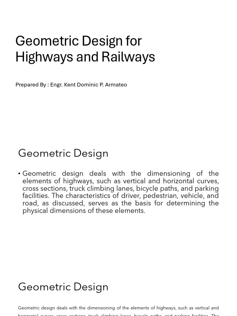 Geometric Design for Highways & Railways | PDF | Physics | Transport