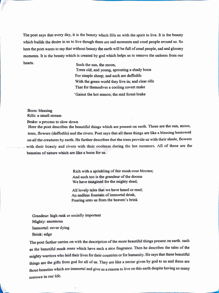A thing of beauty class 12 part 2 pdf