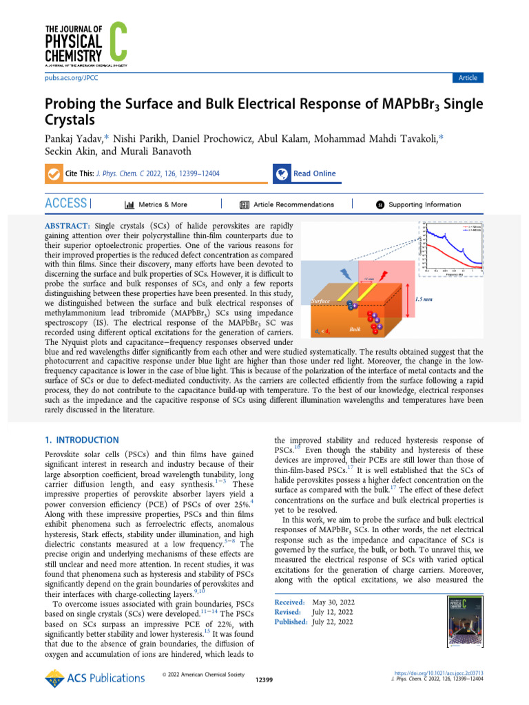 Electrical Properties of MAPbBr3 Single Crystals | PDF ...
