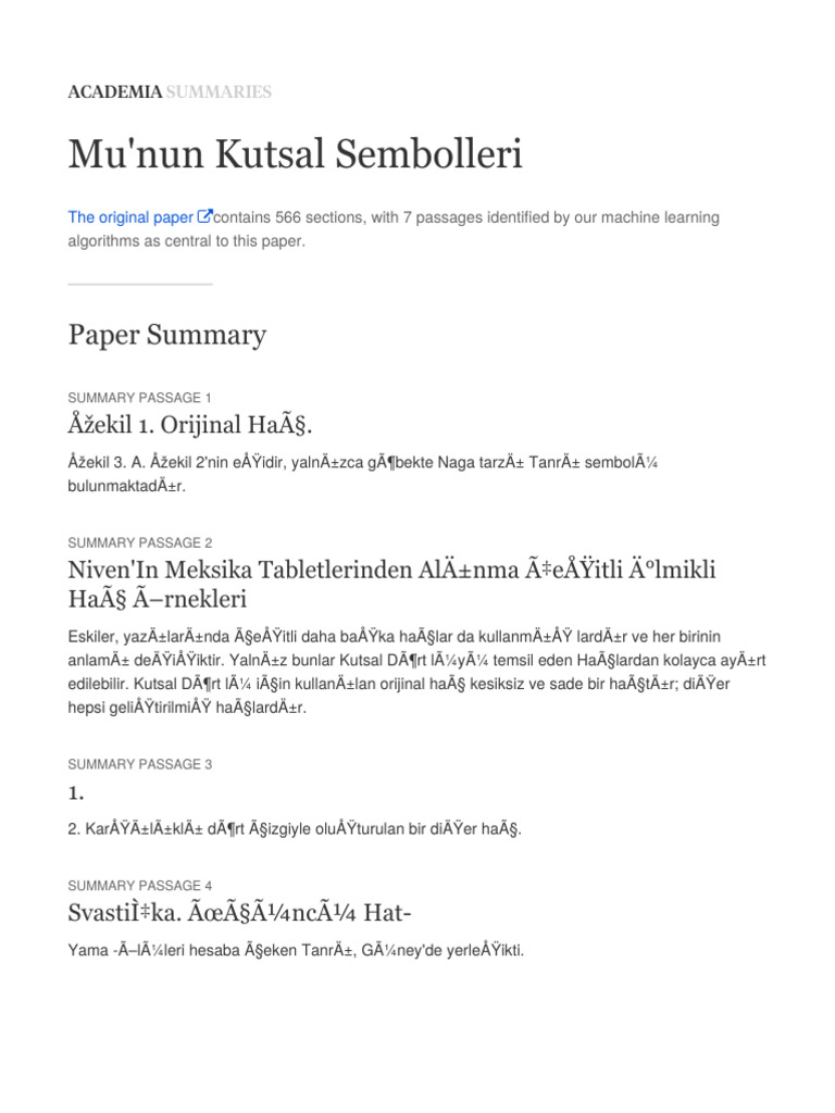 Academia Summary - Mu'nun Kutsal Sembolleri | PDF