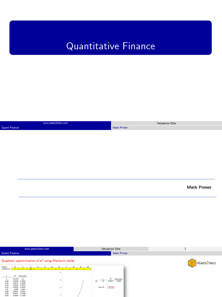 Quantitative Finance Math Primer Guide | PDF | Greeks (Finance) | Time ...