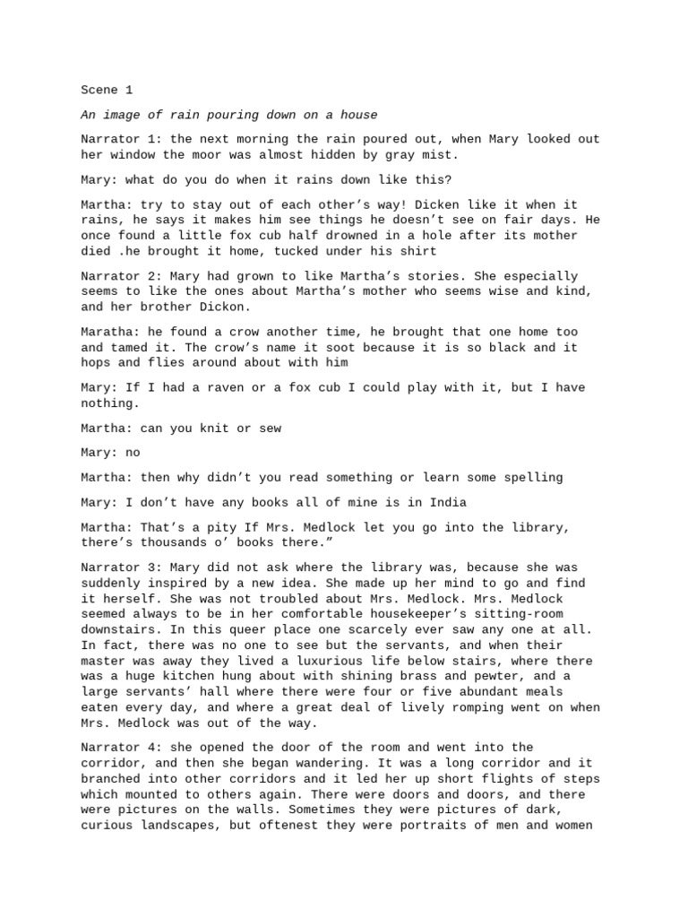 THE SECRET GARDEN- SCRIPT | PDF