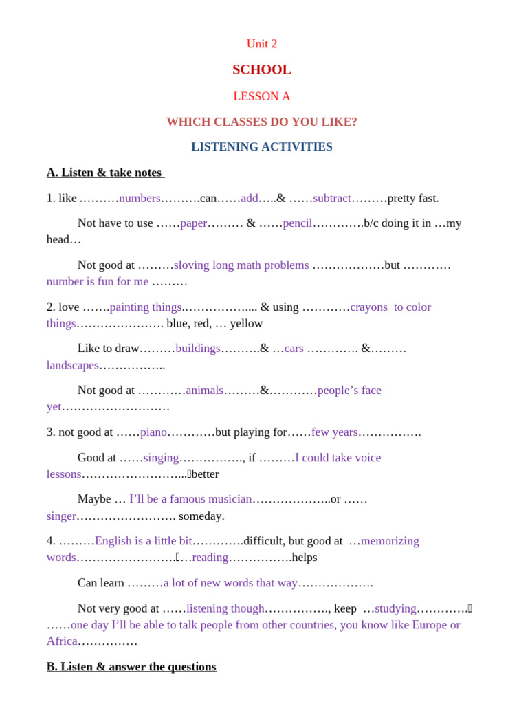 Assignment -Listening 1 - Trần Thư | PDF