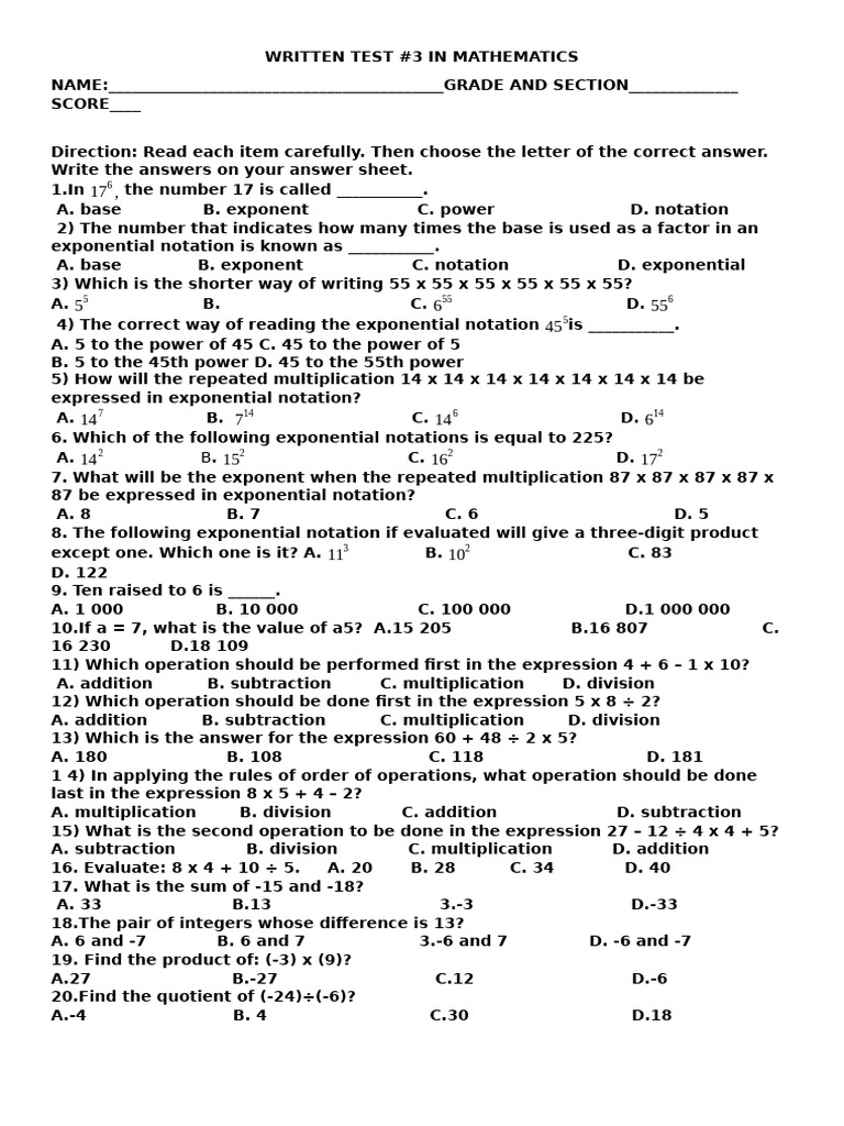 Q2ww3 and pt 3 in math6 pdf exponentiation multiplication