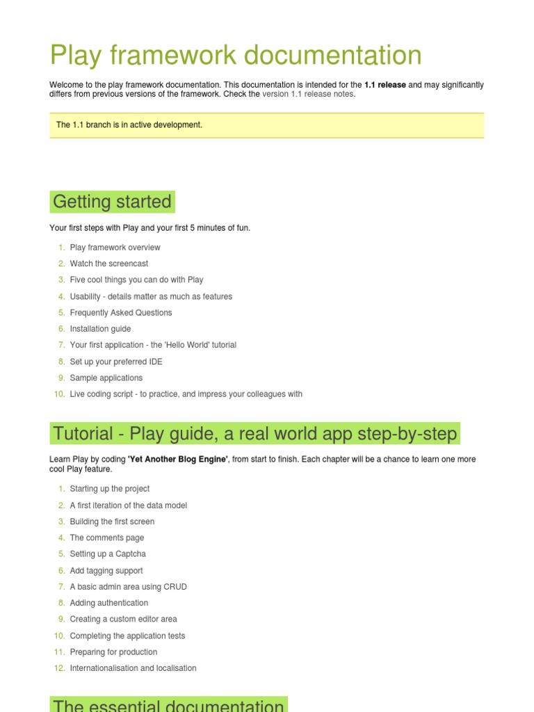 Play Manual - Play Framework Documentation - Unknown | PDF | Html ...