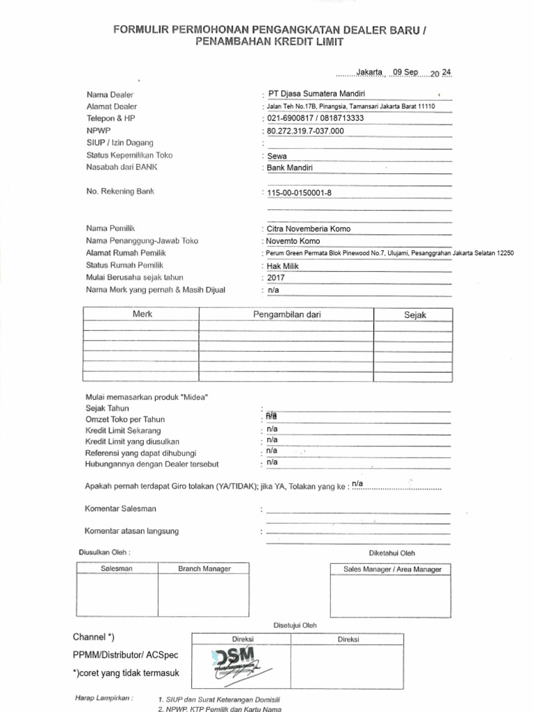 Form Register New Customer - Signed | PDF