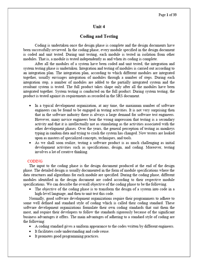 Coding Standards and Testing Overview | PDF | Software Testing | Formal ...