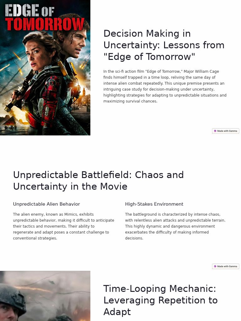 Decision Making in Uncertainty Lessons From Edge of Tomorrow | PDF ...