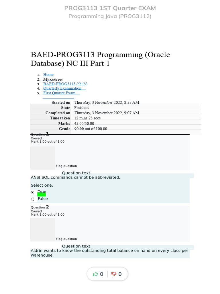 Prog3113 1st quarter exam compress pdf sql data