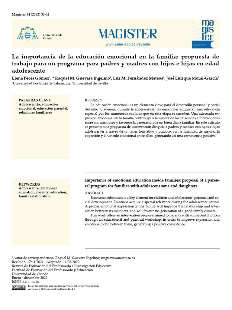 Propuesta de Programa para Padres Desarrollo Emocional | PDF | Las ...