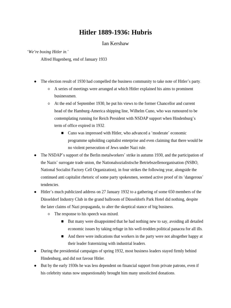 Books by Ian Kershaw - Notes | PDF | Adolf Hitler | Joseph Goebbels