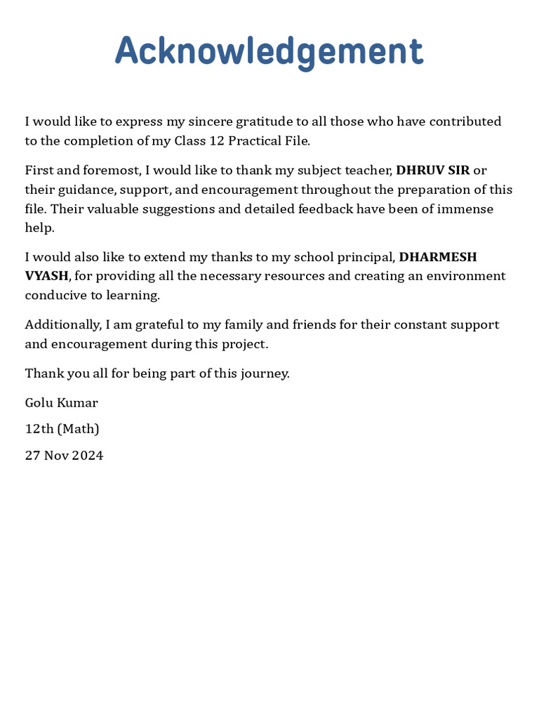 Class 12 Physics Lab Completion Acknowledgment | PDF