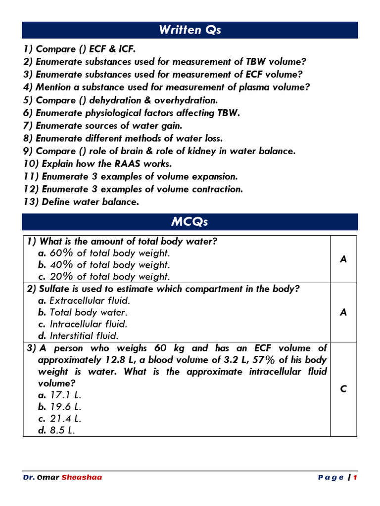 Understanding Human Water Balance | PDF | Physiology