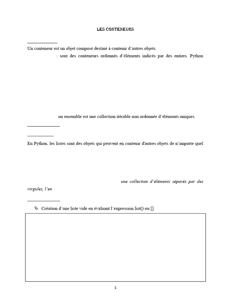 Conteneurs en Python : Listes et Chaînes | PDF | Python (Langage de ...