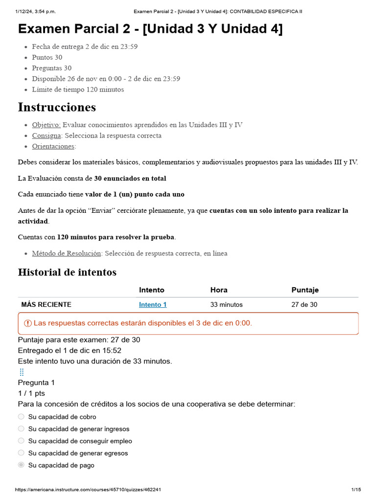 Examen Parcial 2 - (Unidad 3 Y Unidad 4) - CONTABILIDAD ESPECIFICA II ...