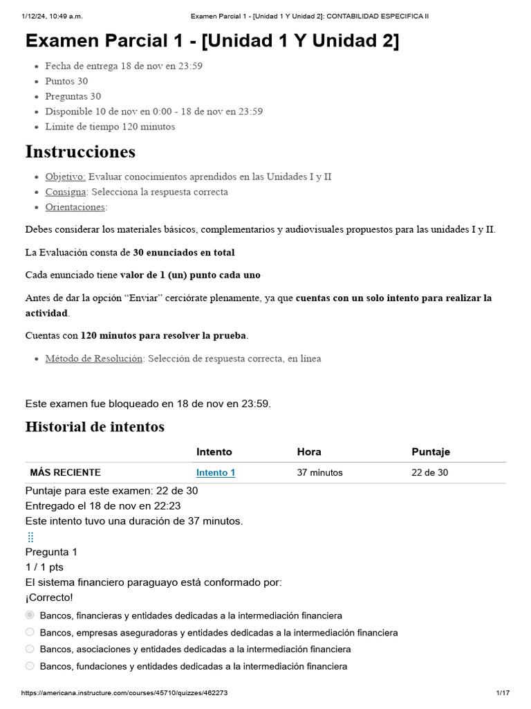 Examen Parcial 1 - (Unidad 1 Y Unidad 2) - CONTABILIDAD ESPECIFICA II ...