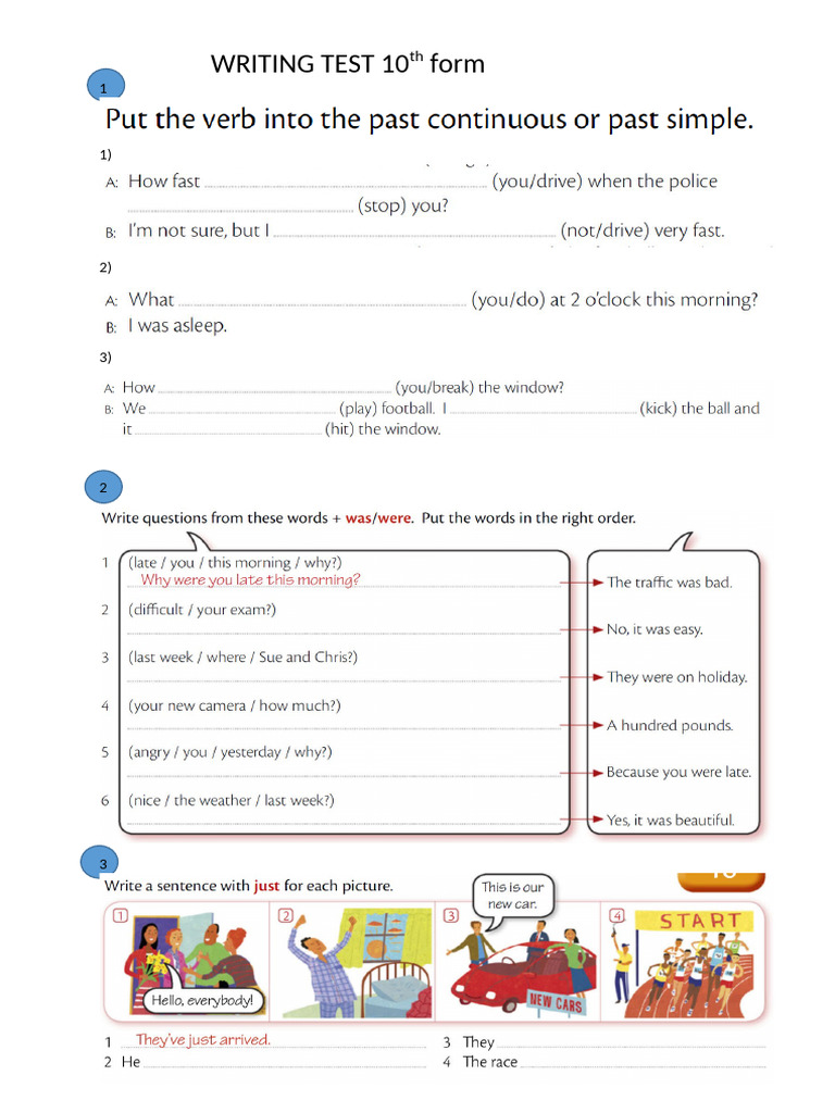 Writing Test 10th Form | PDF