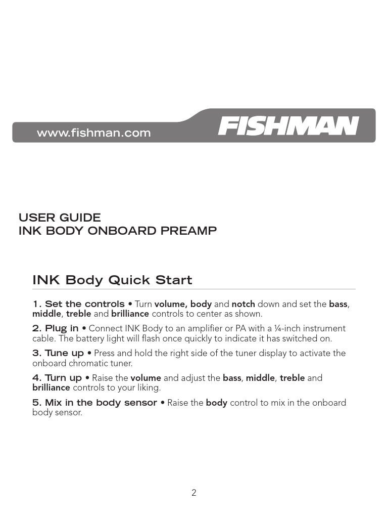 INK Body Preamp User Guide | PDF | Double Bass | Guitars