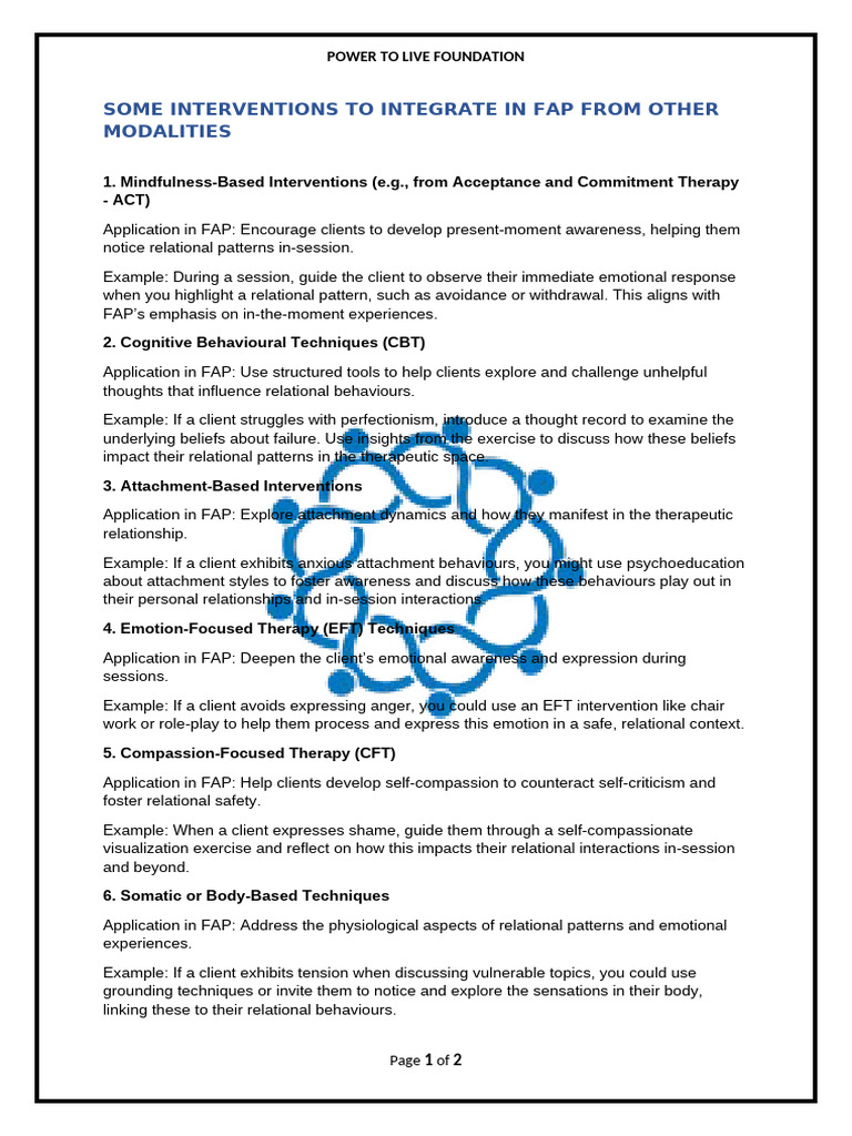 Integrating Techniques in FAP Therapy | PDF | Dialectical Behavior ...