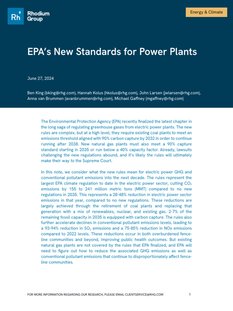 EPAs New Standards For Power Plants | PDF | Electricity Generation ...