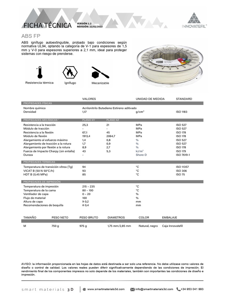 Ficha Técnica de ABS Ignífugo V-0 | PDF | Materiales