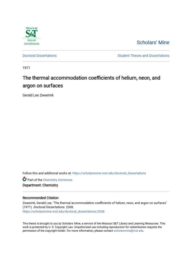 The Thermal Accommodation Coefficients of Helium Neon and Argon | PDF ...
