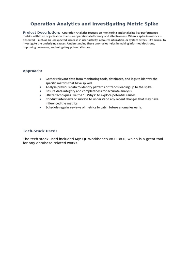 Operation Analytics and Investigating Metric Spike | PDF | Analytics ...