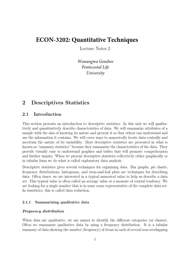 Plu Quantitative Techniques 2 Pdf Quartile Coefficient Of Variation
