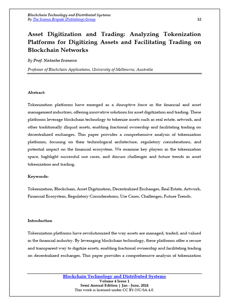 Tokenization+Platforms+-+Asset+Digitization+and+Trading | PDF ...