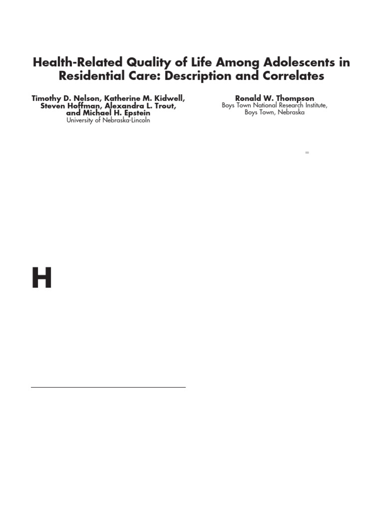 Health-Related Quality of Life Among Adolescents in | PDF | Mental ...