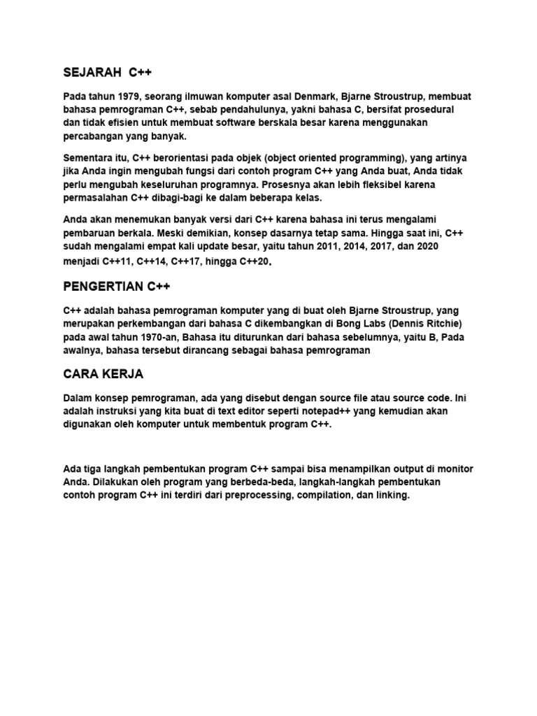 Sejarah dan Pengembangan C++ | PDF