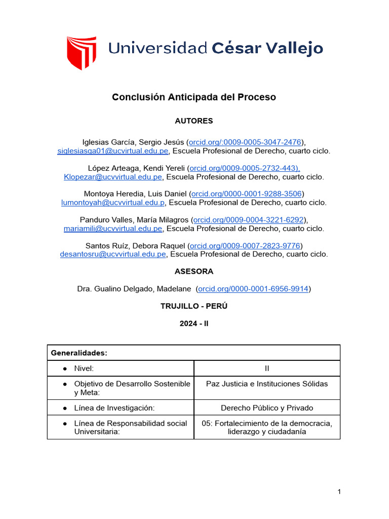 Conclusión Anticipada Del Proceso | PDF | Ley procesal | Separación de ...