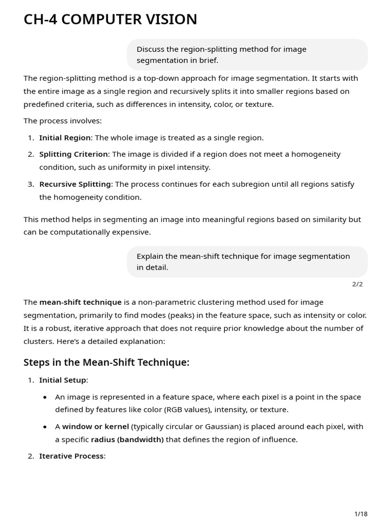 CH-4 COMPUTER VISION | PDF | Image Segmentation | Imaging